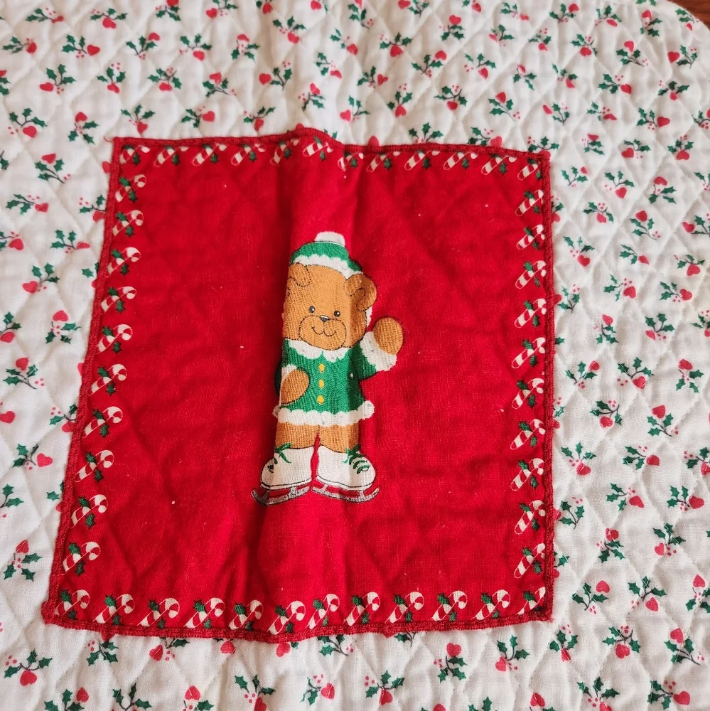 Vintage Teddy Bear Quilted Christmas Placemats